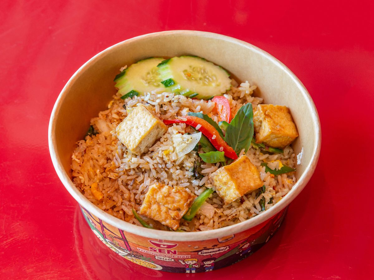 Spicy Fried Rice with tofu and basil